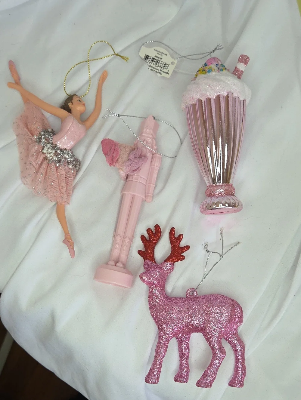 Nutcracker Themed Pink Christmas Ornament Bundle